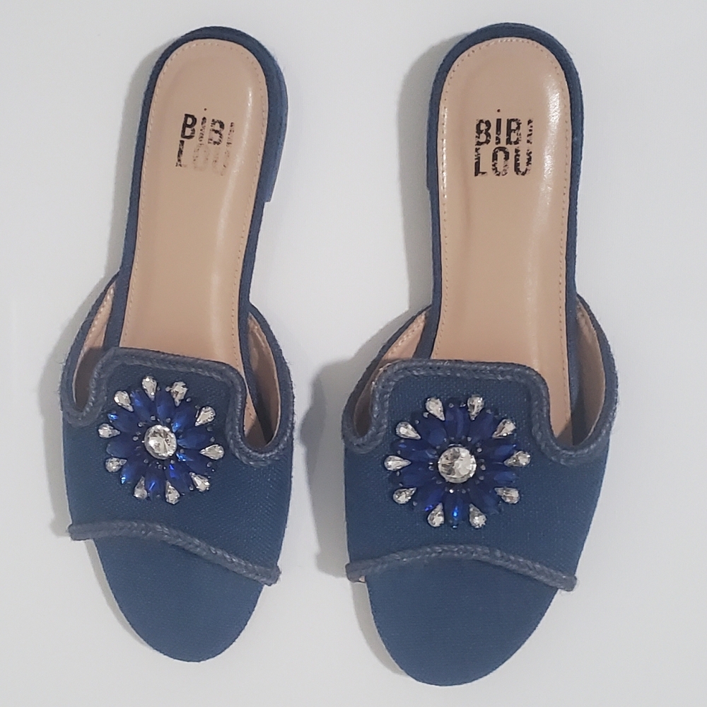 BIBI LOU - denim rhinestone jeweled sandals